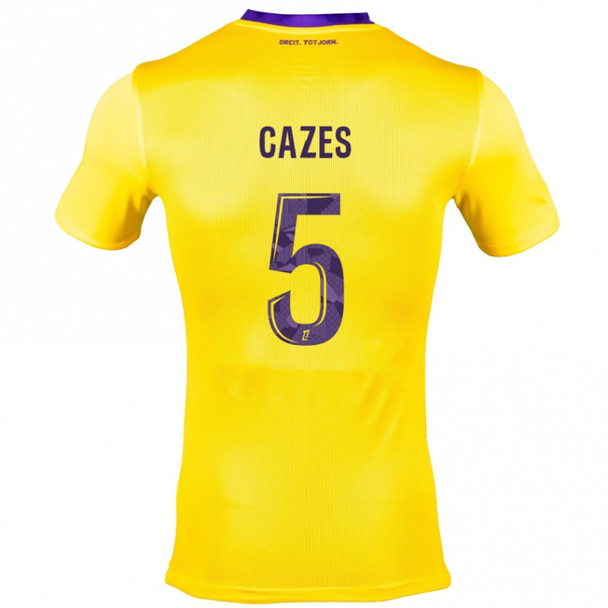 Vaikiškas Manon Cazes #5 Geltona Violetinė Išvykos Marškinėliai 2024/25 T-Shirt