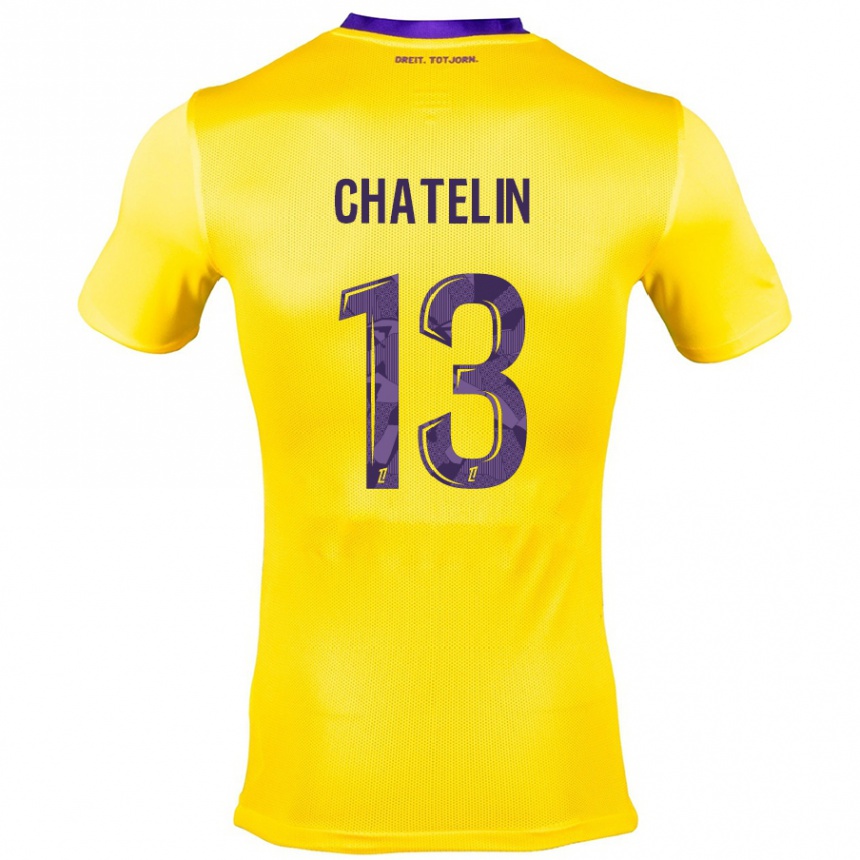 Vaikiškas Delphin Chatelin #13 Geltona Violetinė Išvykos Marškinėliai 2024/25 T-Shirt