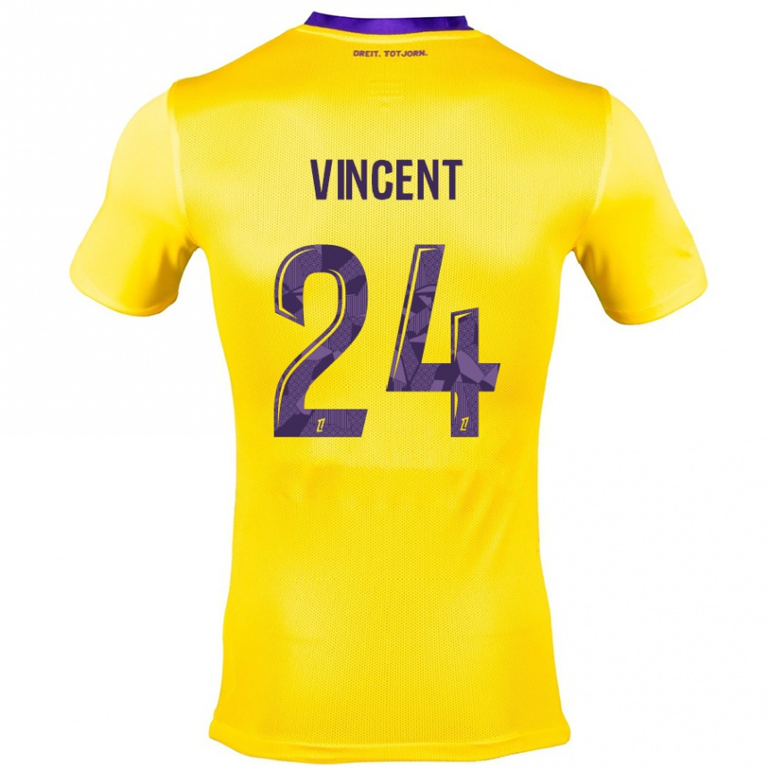 Vaikiškas Magalie Vincent #24 Geltona Violetinė Išvykos Marškinėliai 2024/25 T-Shirt