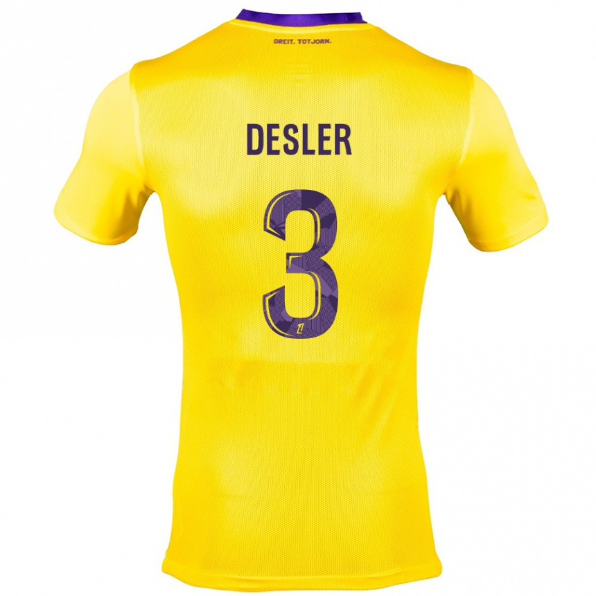 Vaikiškas Mikkel Desler #3 Geltona Violetinė Išvykos Marškinėliai 2024/25 T-Shirt