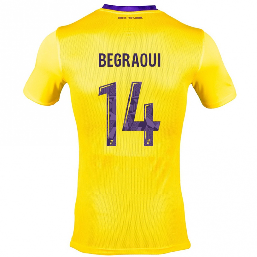 Vaikiškas Yanis Begraoui #14 Geltona Violetinė Išvykos Marškinėliai 2024/25 T-Shirt