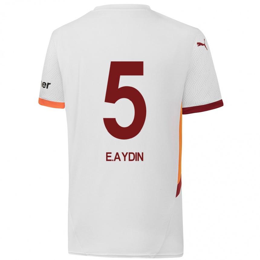 Vaikiškas Eyüp Aydin #5 Balta Geltona Raudona Išvykos Marškinėliai 2024/25 T-Shirt