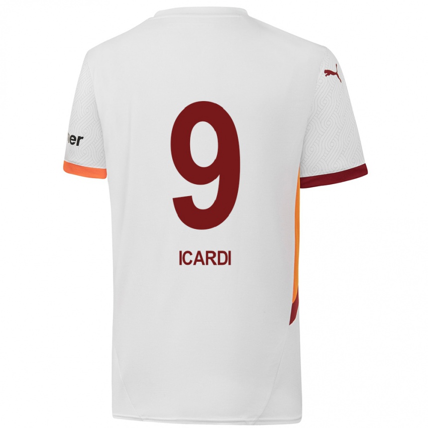 Vaikiškas Mauro Icardi #9 Balta Geltona Raudona Išvykos Marškinėliai 2024/25 T-Shirt