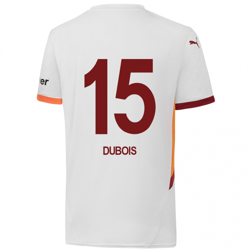 Vaikiškas Léo Dubois #15 Balta Geltona Raudona Išvykos Marškinėliai 2024/25 T-Shirt