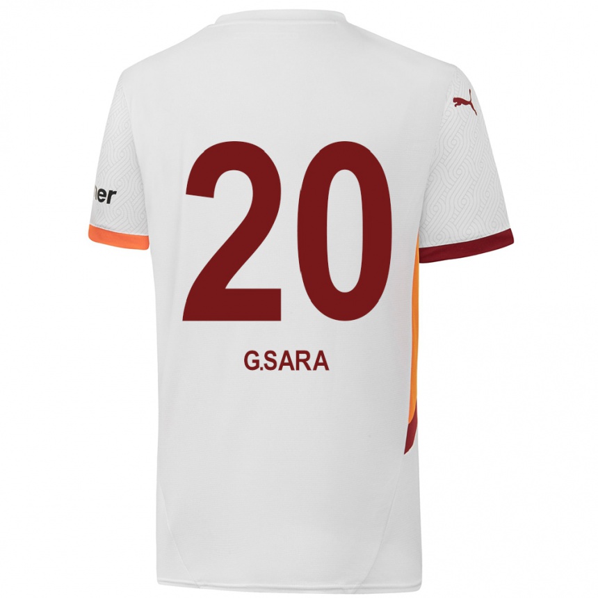 Vaikiškas Gabriel Sara #20 Balta Geltona Raudona Išvykos Marškinėliai 2024/25 T-Shirt