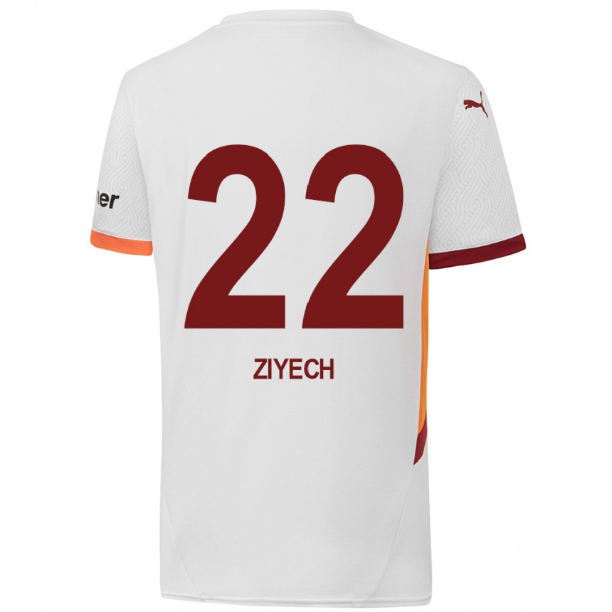 Vaikiškas Hakim Ziyech #22 Balta Geltona Raudona Išvykos Marškinėliai 2024/25 T-Shirt