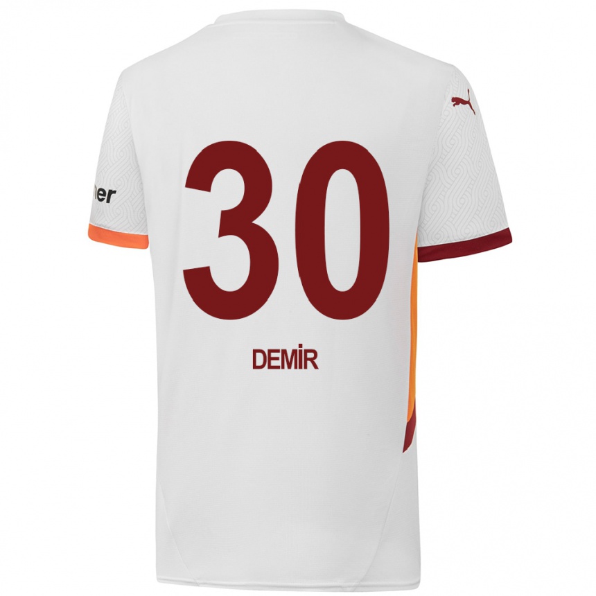 Vaikiškas Yusuf Demir #30 Balta Geltona Raudona Išvykos Marškinėliai 2024/25 T-Shirt