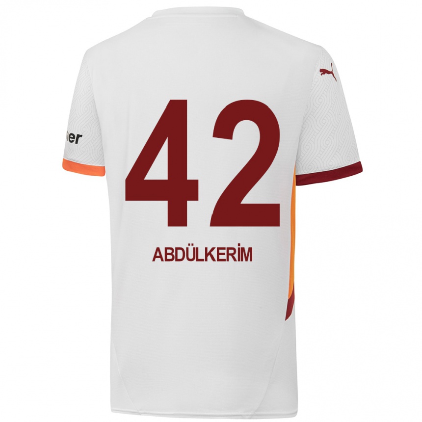 Vaikiškas Abdülkerim Bardakcı #42 Balta Geltona Raudona Išvykos Marškinėliai 2024/25 T-Shirt