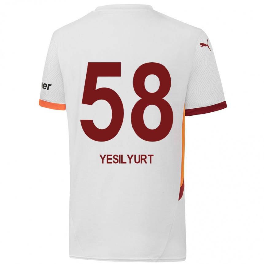 Vaikiškas Ali Yeşilyurt #58 Balta Geltona Raudona Išvykos Marškinėliai 2024/25 T-Shirt