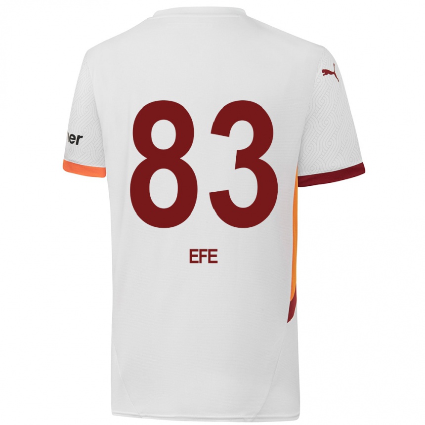 Vaikiškas Efe Akman #83 Balta Geltona Raudona Išvykos Marškinėliai 2024/25 T-Shirt