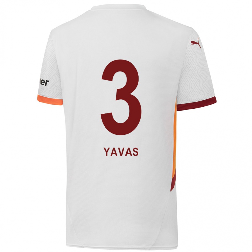 Vaikiškas Arda Yavas #3 Balta Geltona Raudona Išvykos Marškinėliai 2024/25 T-Shirt