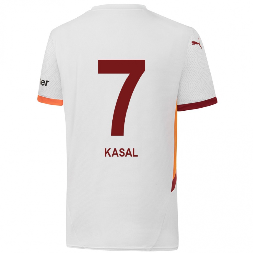 Vaikiškas Yasin Kasal #7 Balta Geltona Raudona Išvykos Marškinėliai 2024/25 T-Shirt