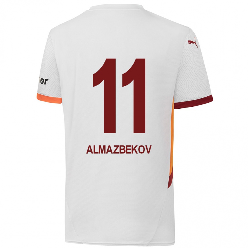 Vaikiškas Beknaz Almazbekov #11 Balta Geltona Raudona Išvykos Marškinėliai 2024/25 T-Shirt