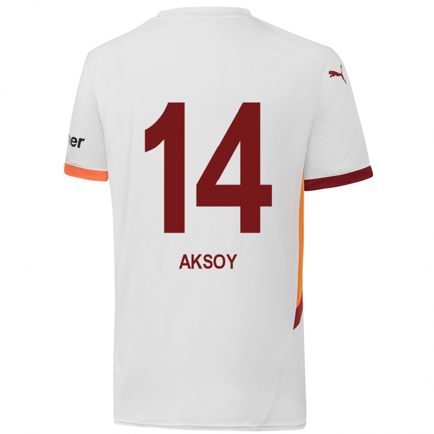 Vaikiškas Berkan Aksoy #14 Balta Geltona Raudona Išvykos Marškinėliai 2024/25 T-Shirt