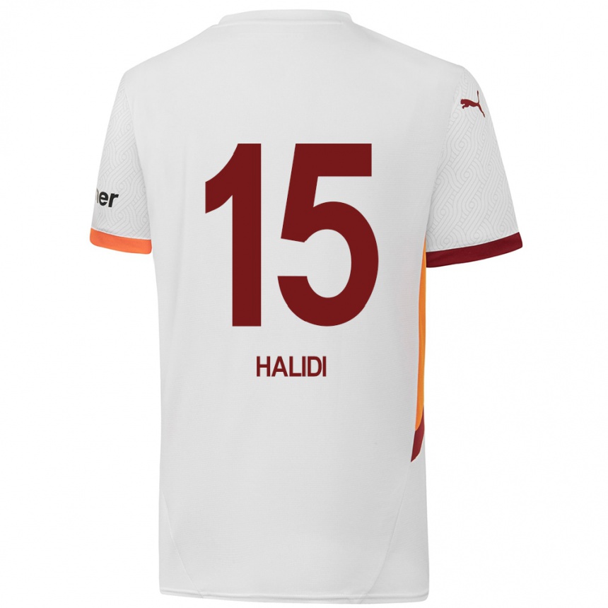 Vaikiškas Isa Halidi #15 Balta Geltona Raudona Išvykos Marškinėliai 2024/25 T-Shirt