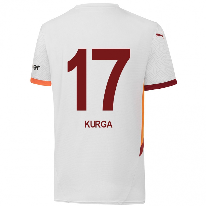 Vaikiškas Handan Kurğa #17 Balta Geltona Raudona Išvykos Marškinėliai 2024/25 T-Shirt