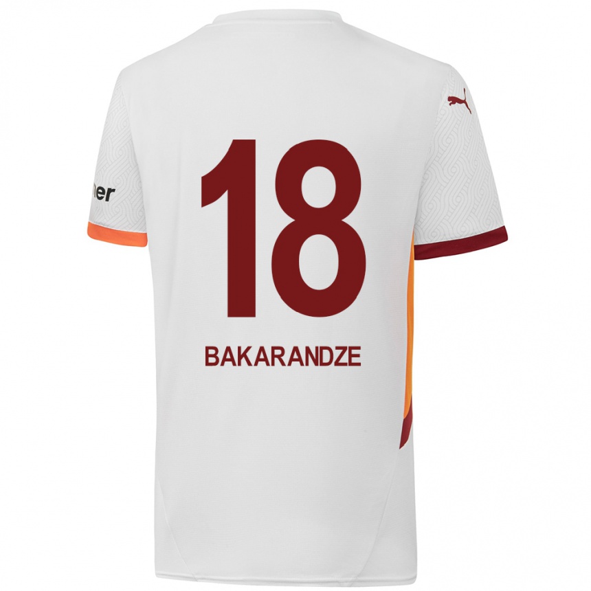 Vaikiškas Kristina Bakarandze #18 Balta Geltona Raudona Išvykos Marškinėliai 2024/25 T-Shirt