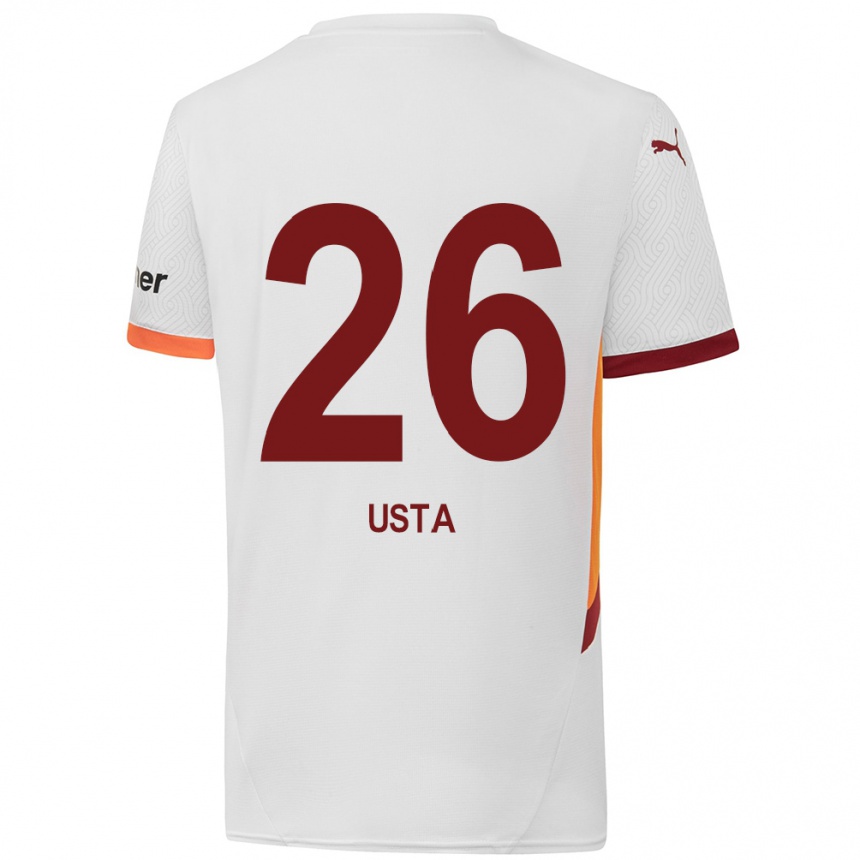 Vaikiškas Alanur Usta #26 Balta Geltona Raudona Išvykos Marškinėliai 2024/25 T-Shirt