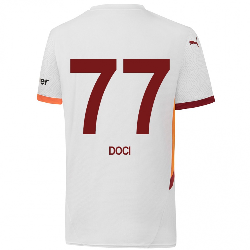 Vaikiškas Megi Doci #77 Balta Geltona Raudona Išvykos Marškinėliai 2024/25 T-Shirt