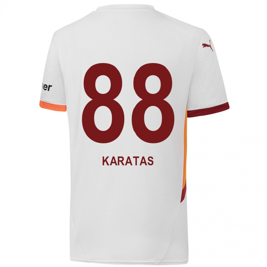 Vaikiškas Kazımcan Karataş #88 Balta Geltona Raudona Išvykos Marškinėliai 2024/25 T-Shirt