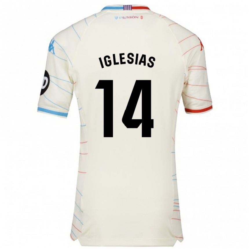 Vaikiškas Koke Iglesias #14 Balta Raudona Mėlyna Išvykos Marškinėliai 2024/25 T-Shirt