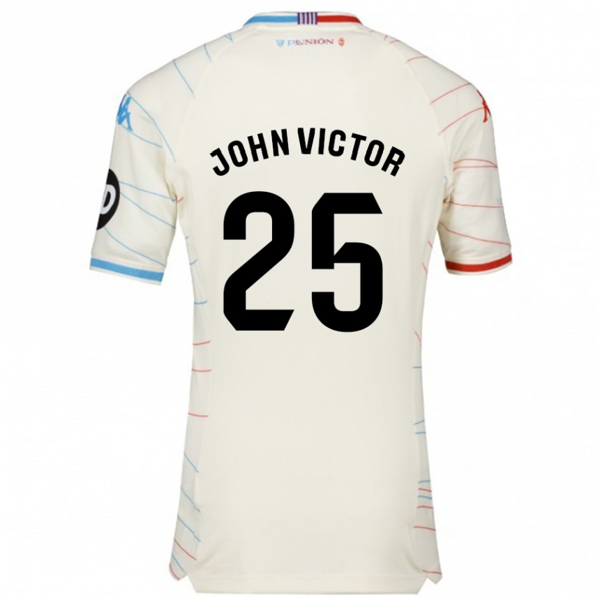 Vaikiškas John Victor #25 Balta Raudona Mėlyna Išvykos Marškinėliai 2024/25 T-Shirt