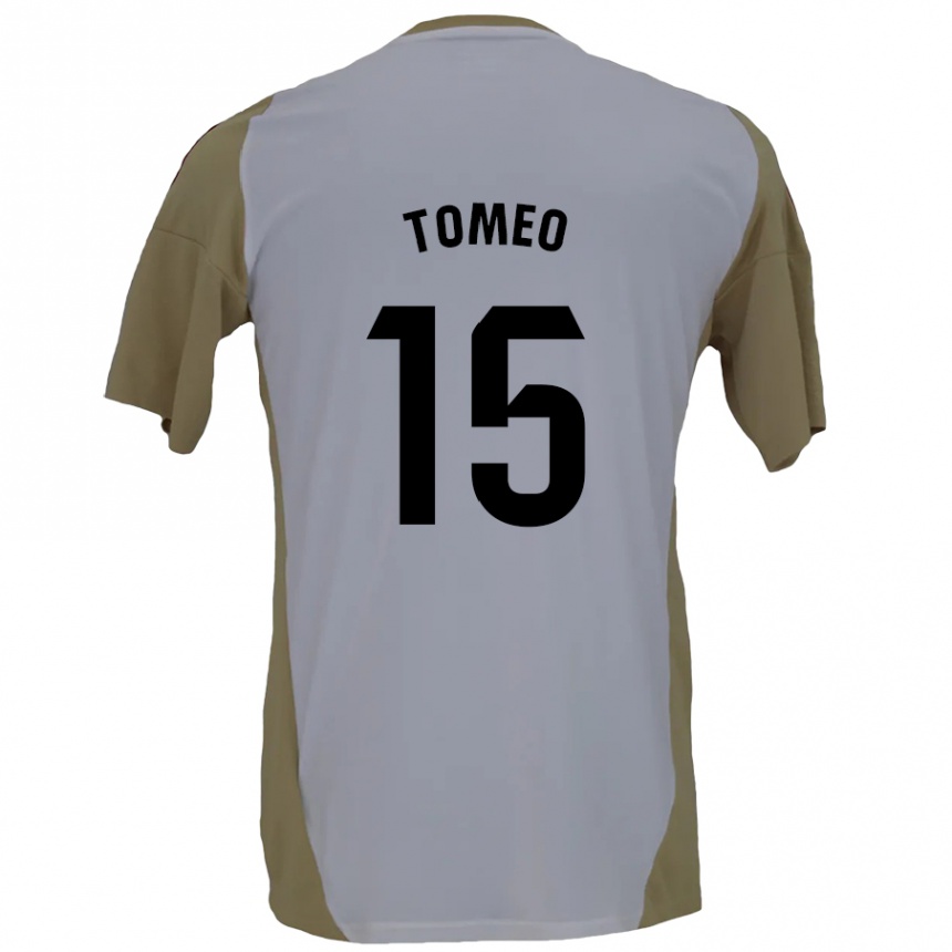 Vaikiškas Pablo Tomeo #15 Ruda Balta Išvykos Marškinėliai 2024/25 T-Shirt