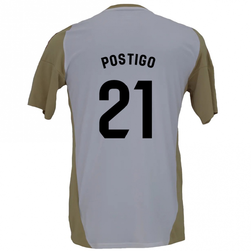 Vaikiškas Sergio Postigo #21 Ruda Balta Išvykos Marškinėliai 2024/25 T-Shirt