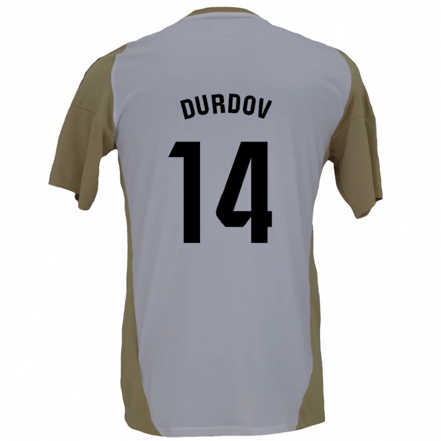 Vaikiškas Ivan Durdov #14 Ruda Balta Išvykos Marškinėliai 2024/25 T-Shirt