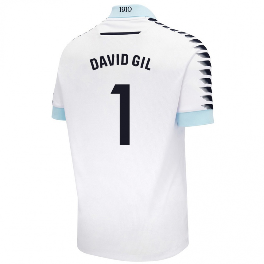 Vaikiškas David Gil #1 Balta Mėlyna Išvykos Marškinėliai 2024/25 T-Shirt