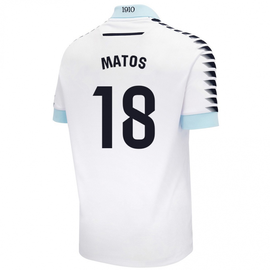 Vaikiškas José Matos #18 Balta Mėlyna Išvykos Marškinėliai 2024/25 T-Shirt