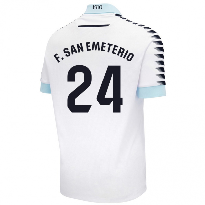 Vaikiškas Fede San Emeterio #24 Balta Mėlyna Išvykos Marškinėliai 2024/25 T-Shirt