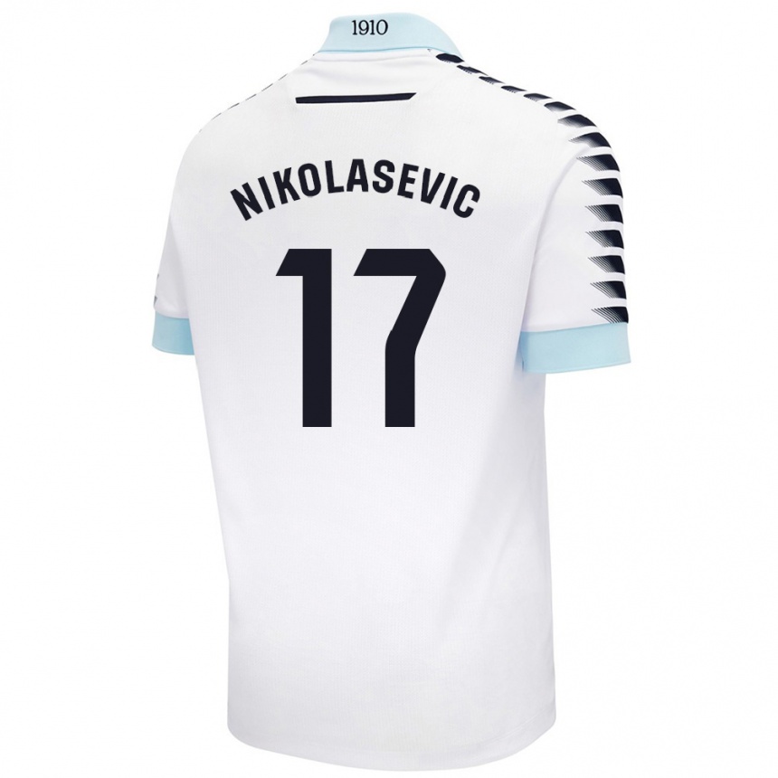 Vaikiškas Mirko Nikolasevic #17 Balta Mėlyna Išvykos Marškinėliai 2024/25 T-Shirt