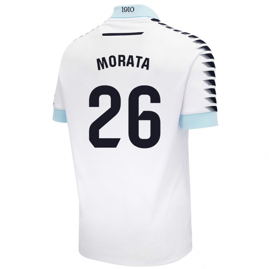 Vaikiškas Álex Morata #26 Balta Mėlyna Išvykos Marškinėliai 2024/25 T-Shirt