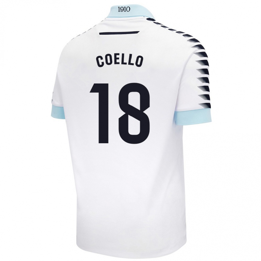 Vaikiškas María Del Carmen Coello Vidal #18 Balta Mėlyna Išvykos Marškinėliai 2024/25 T-Shirt