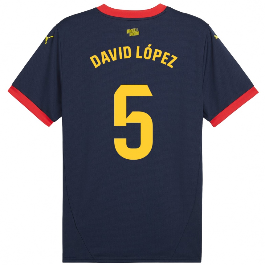 Vaikiškas David López #5 Tamsiai Raudona Išvykos Marškinėliai 2024/25 T-Shirt