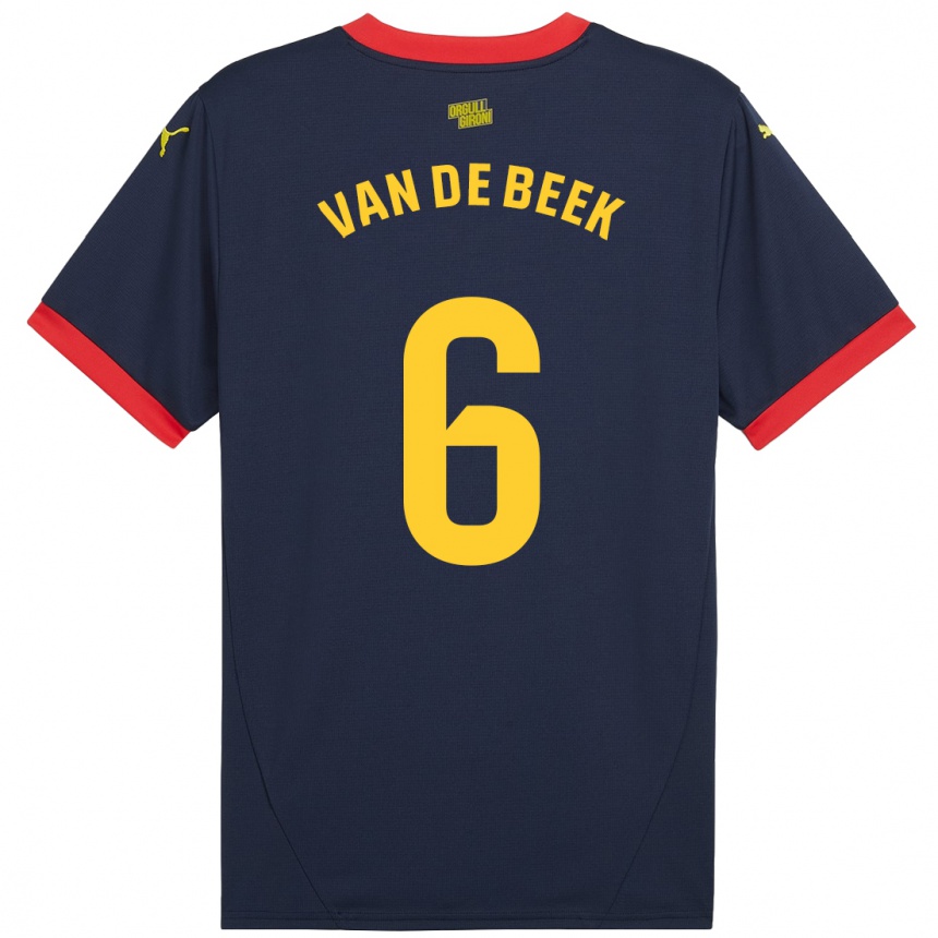 Vaikiškas Donny Van De Beek #6 Tamsiai Raudona Išvykos Marškinėliai 2024/25 T-Shirt