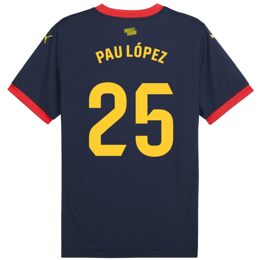 Vaikiškas Pau Lopez #25 Tamsiai Raudona Išvykos Marškinėliai 2024/25 T-Shirt