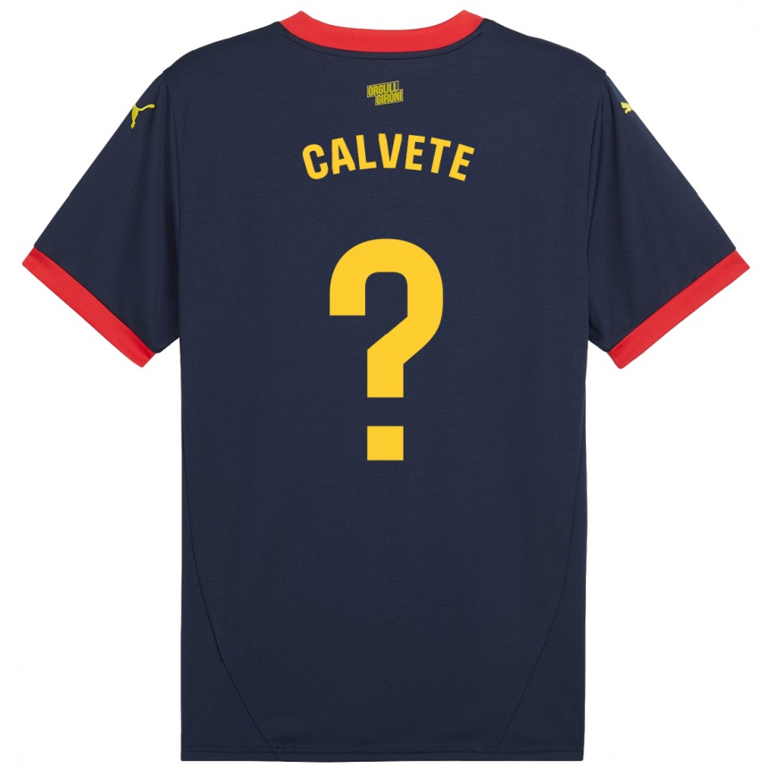 Vaikiškas Pablo Calvete #0 Tamsiai Raudona Išvykos Marškinėliai 2024/25 T-Shirt