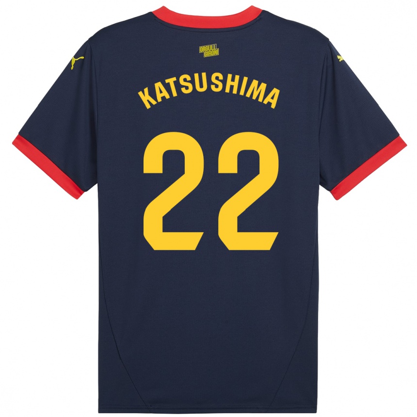 Vaikiškas Shinnosuke Katsushima #22 Tamsiai Raudona Išvykos Marškinėliai 2024/25 T-Shirt