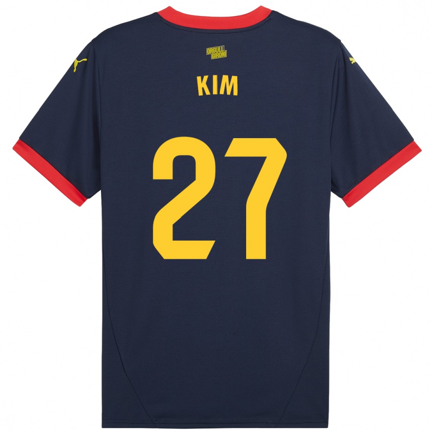 Vaikiškas Min-Su Kim #27 Tamsiai Raudona Išvykos Marškinėliai 2024/25 T-Shirt