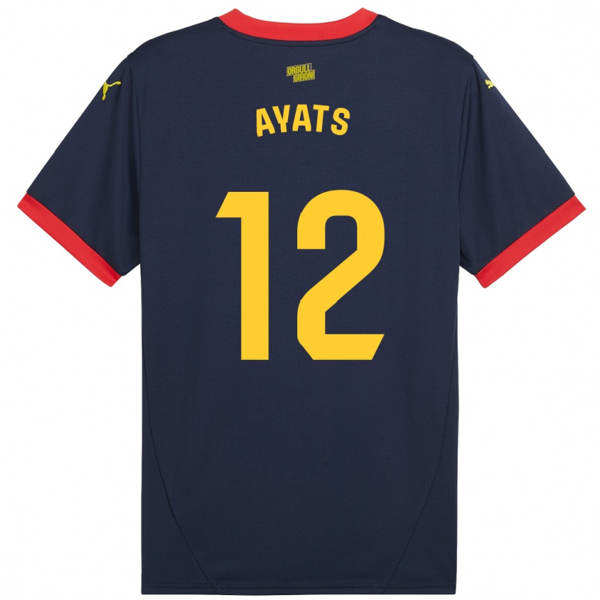 Vaikiškas Mònica Ayats #12 Tamsiai Raudona Išvykos Marškinėliai 2024/25 T-Shirt