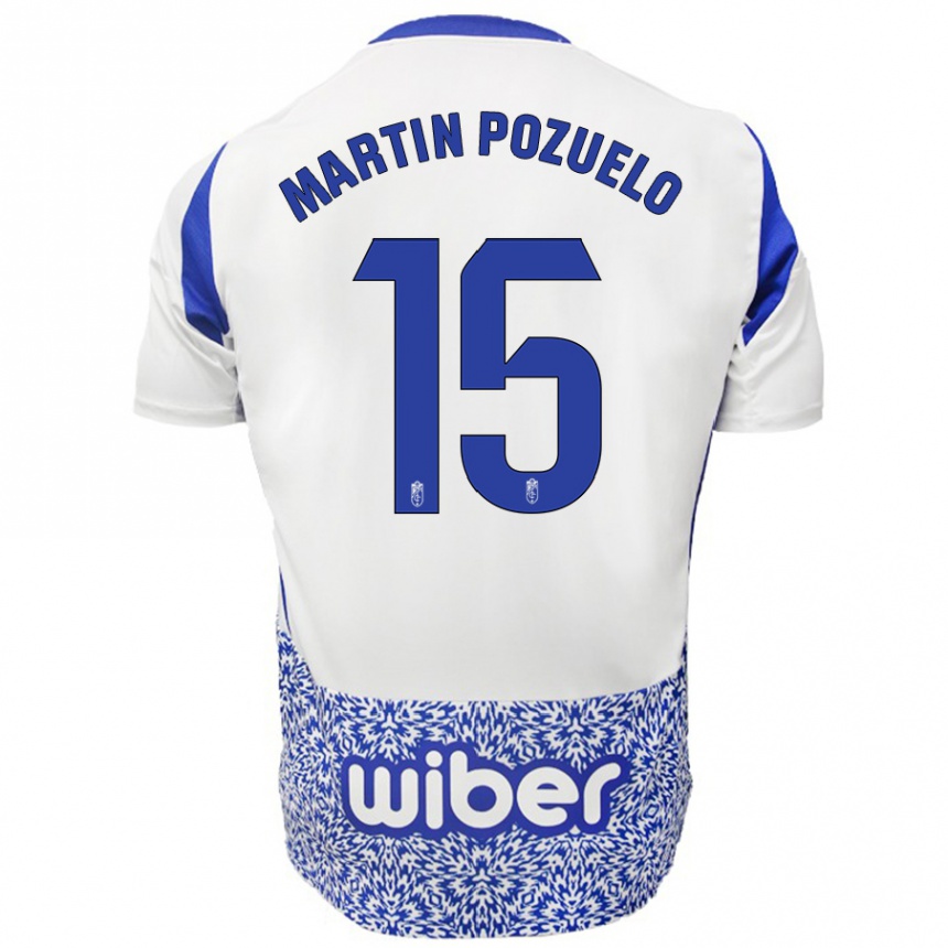 Vaikiškas Esther Martín-Pozuelo #15 Balta Mėlyna Išvykos Marškinėliai 2024/25 T-Shirt