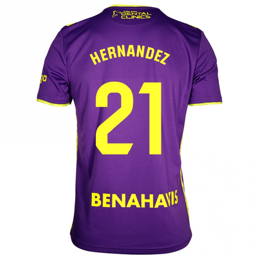 Vaikiškas Juan Hernández #21 Violetinė Geltona Išvykos Marškinėliai 2024/25 T-Shirt