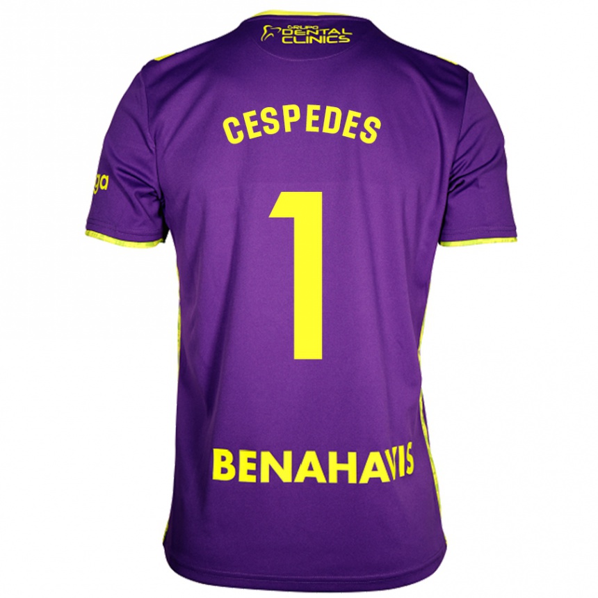 Vaikiškas Andrés Céspedes #1 Violetinė Geltona Išvykos Marškinėliai 2024/25 T-Shirt