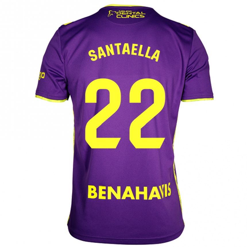 Vaikiškas Miguel Ángel Santaella #22 Violetinė Geltona Išvykos Marškinėliai 2024/25 T-Shirt