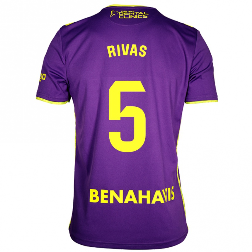 Vaikiškas Juande Rivas #5 Violetinė Geltona Išvykos Marškinėliai 2024/25 T-Shirt