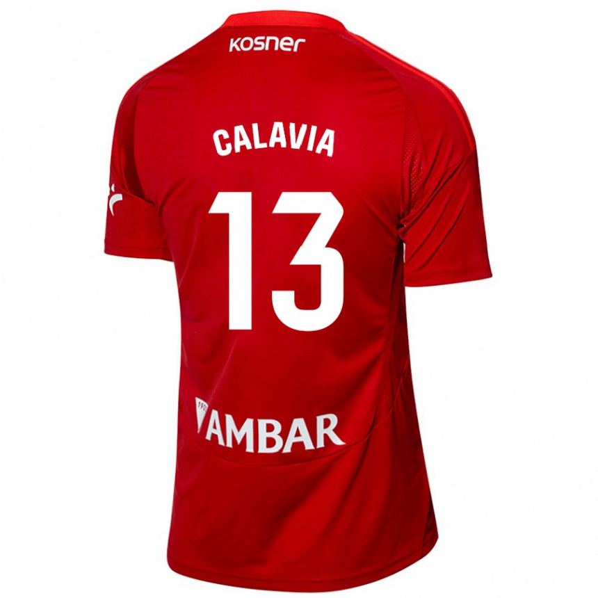 Vaikiškas Carlos Calavia #13 Balta Mėlyna Išvykos Marškinėliai 2024/25 T-Shirt