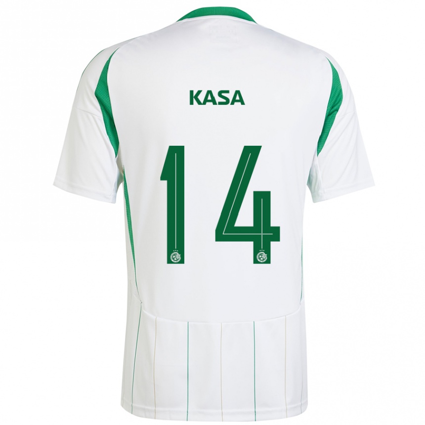 Vaikiškas Lior Kasa #14 Balta Žalia Išvykos Marškinėliai 2024/25 T-Shirt