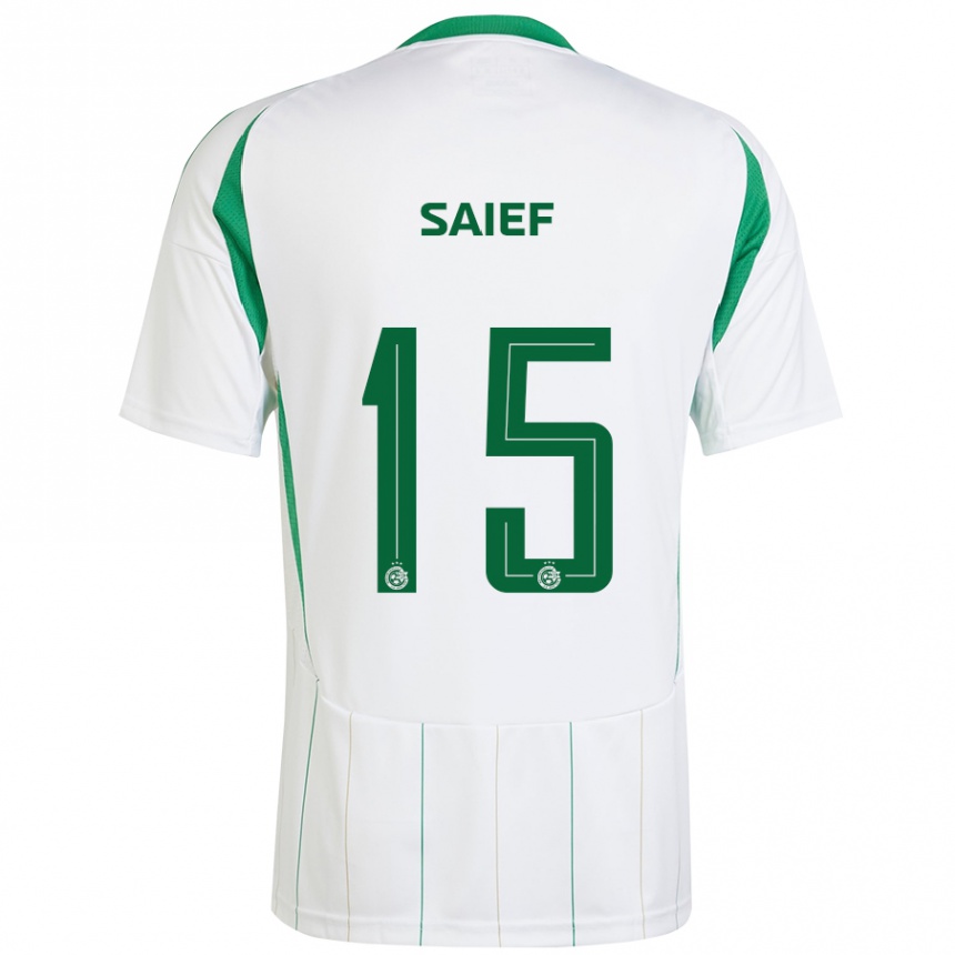 Vaikiškas Kenny Saief #15 Balta Žalia Išvykos Marškinėliai 2024/25 T-Shirt